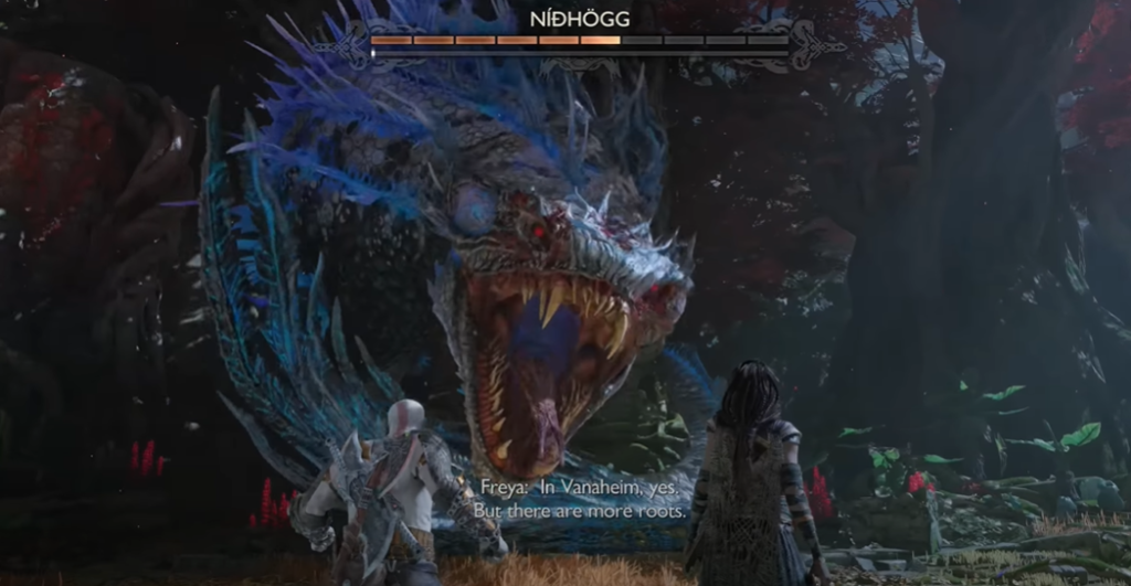 Kratos dan Freya melawan Nidhogg